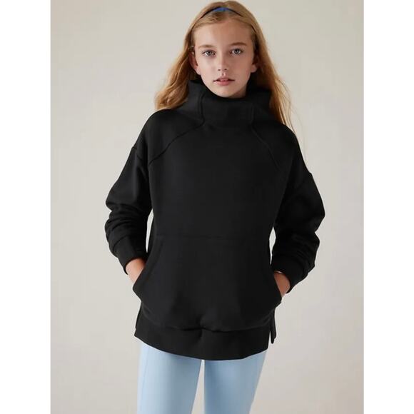 Athleta Girl Cozy Karma Sweatshirt Black Large 12 NWOT - Picture 1 of 6
